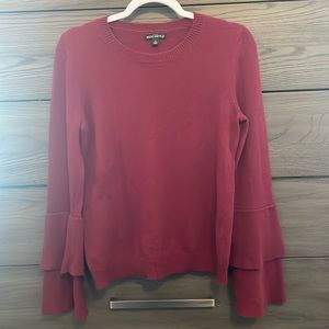 J Crew Burgundy Tiered Bell Sleeve Sz S
